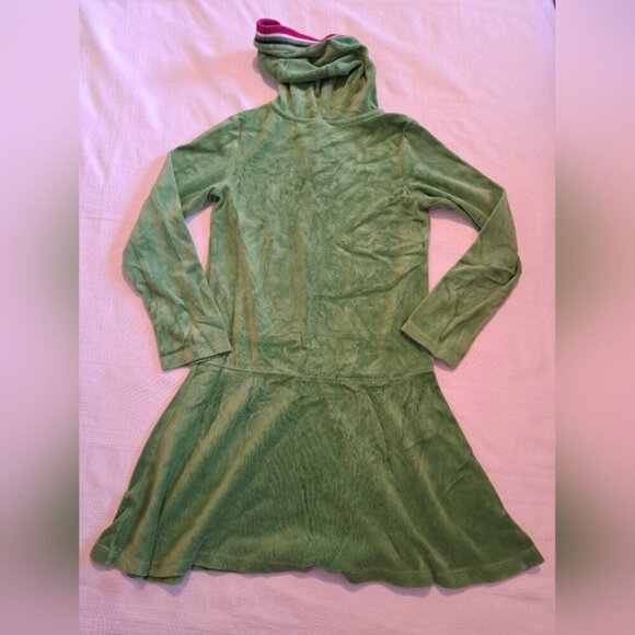 Gymboree girls size 9 Merry And Bright hooded green velour dress, VGUC - Picture 4 of 4